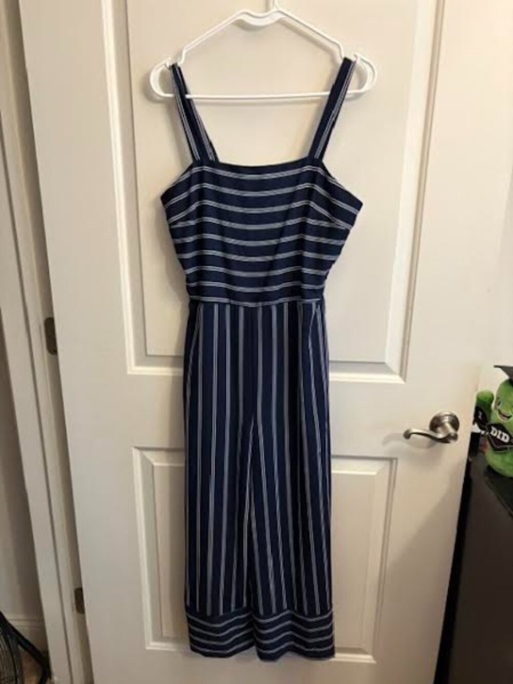 Blue & White Striped Wide Leg Romper